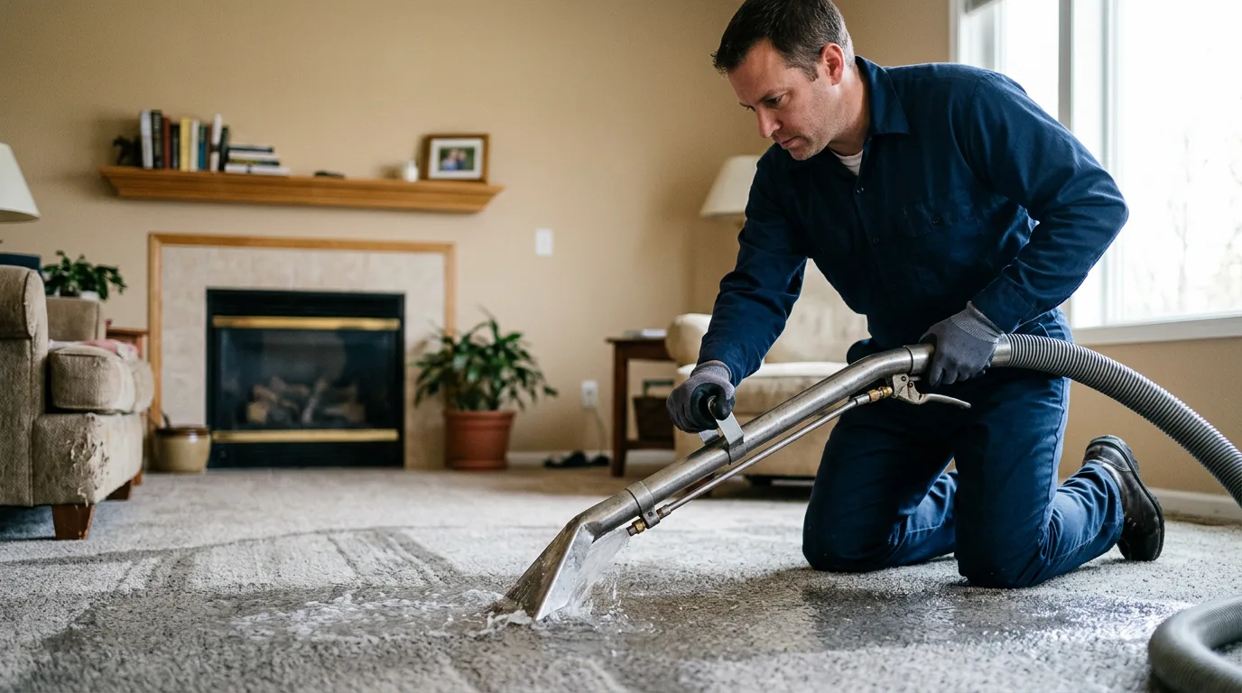 Water damage restoration technician working near West Pittsburg, PA